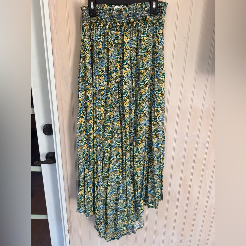 Blue Pleated A-Line Maxi Skirt for Casual Wear